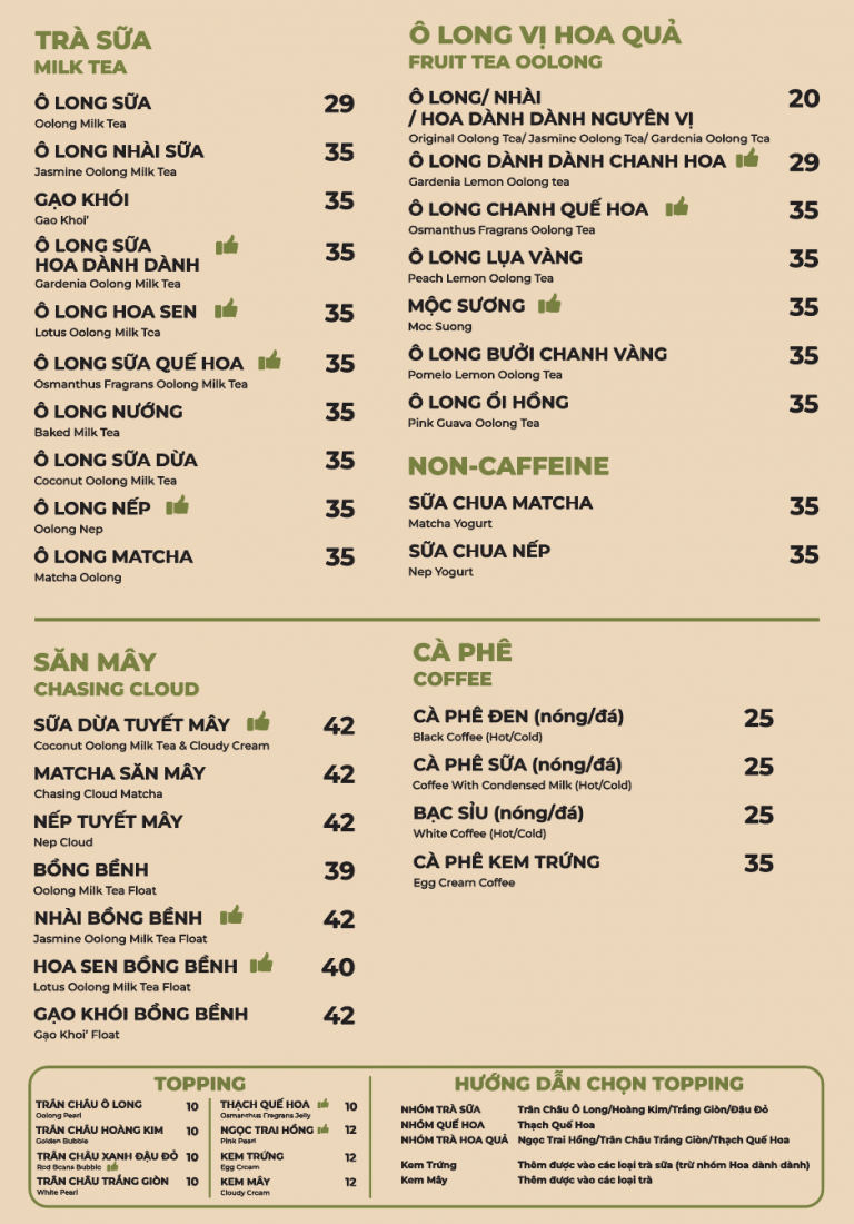 Menu – Trà ô long làng La Boong